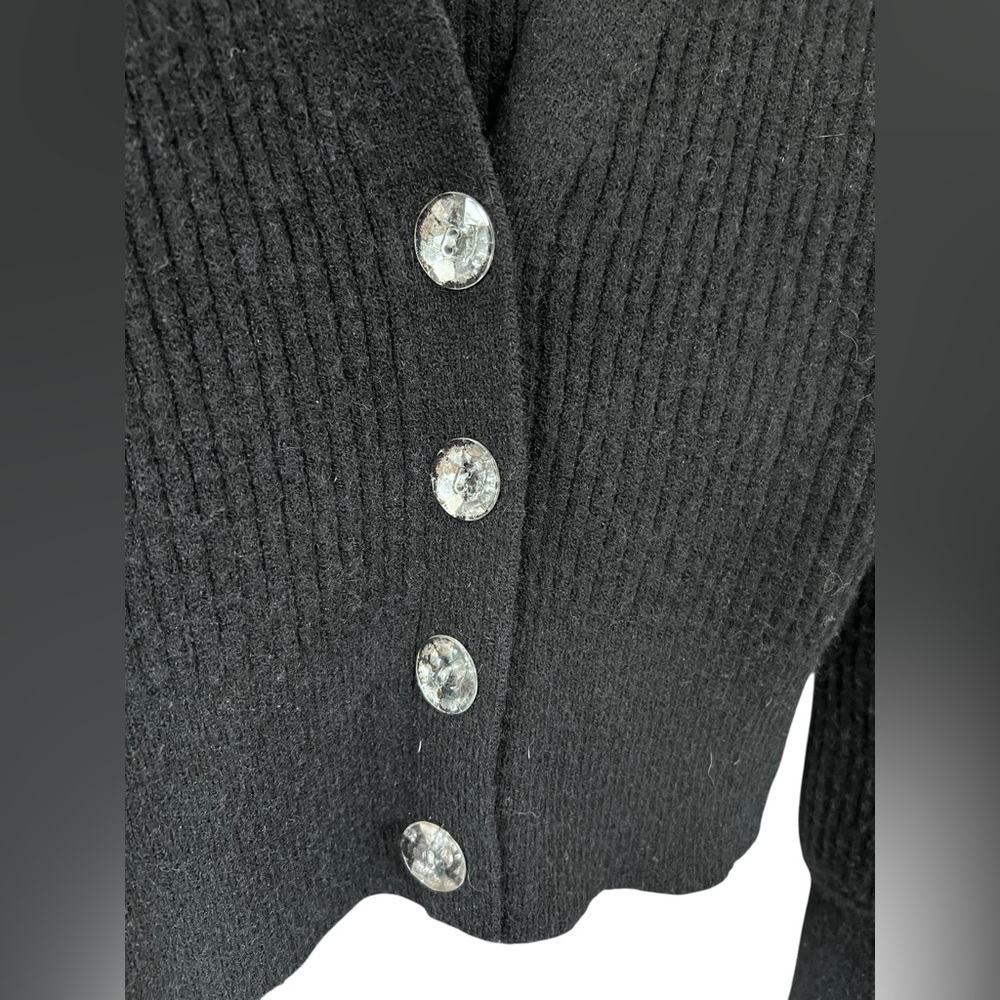 Stella + Lorenzo Black Button-Up Women's Sweater - Picture 4 of 6